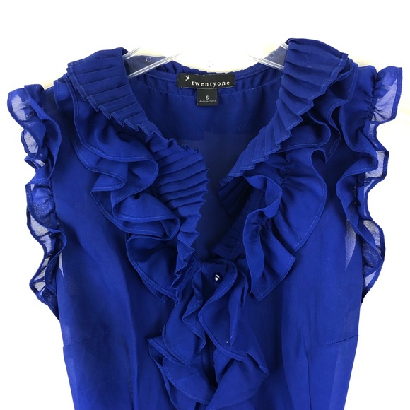royal blue ruffle top